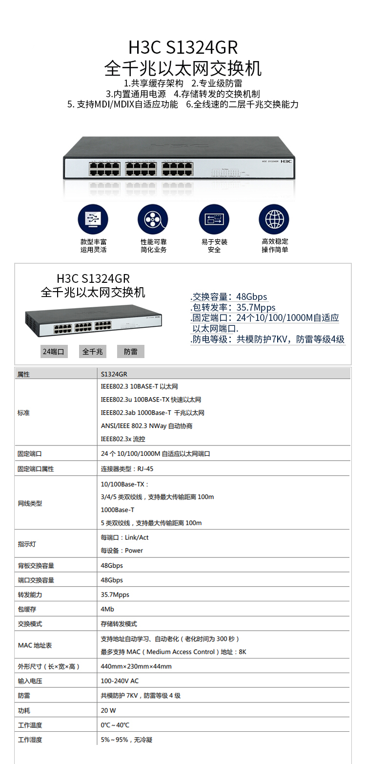 H3C交換機S1324GR