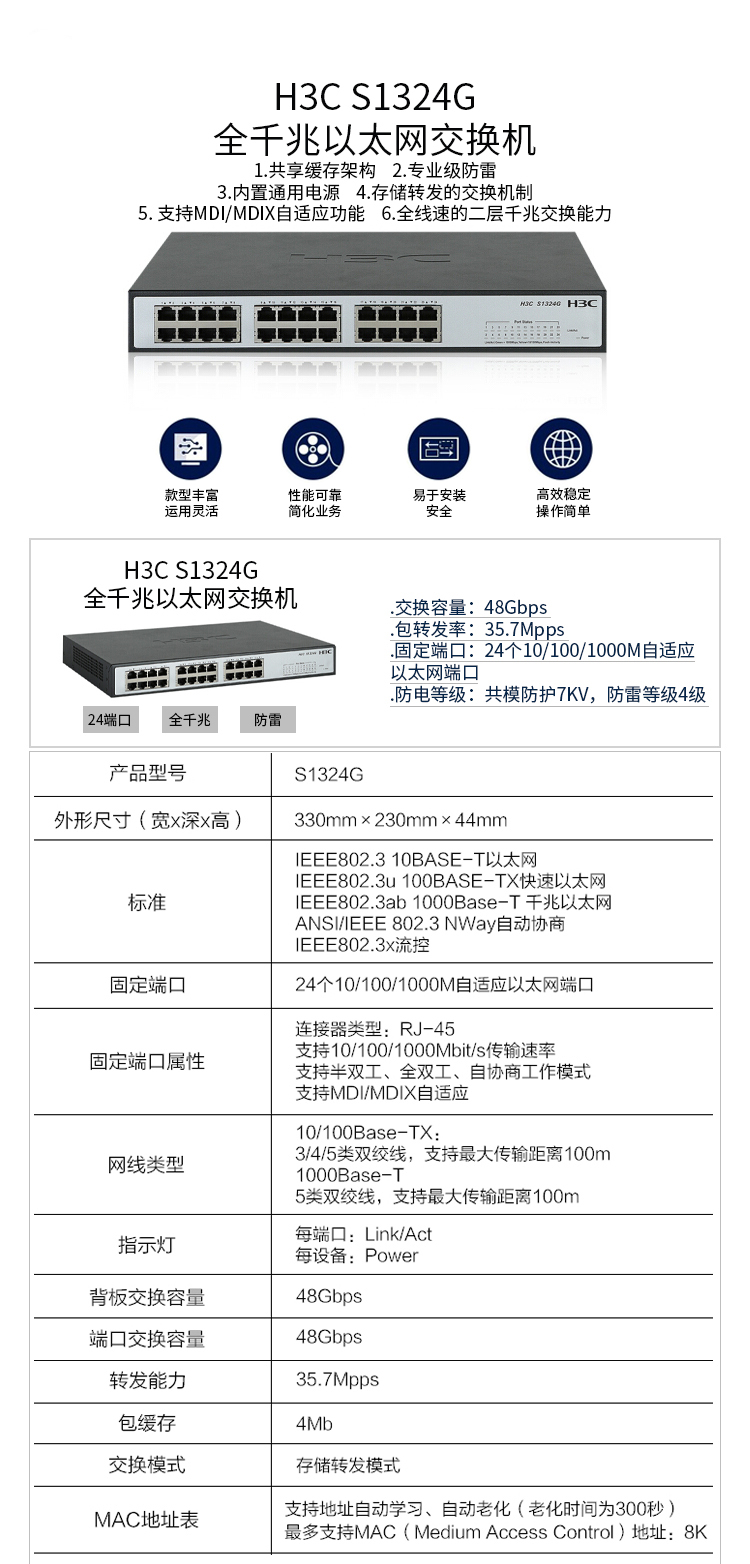 H3C交換機(jī)S1324G